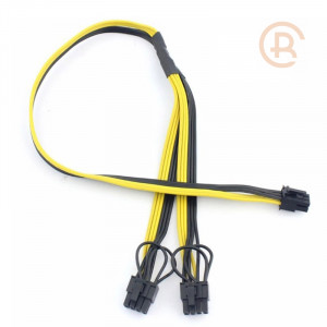 Video card power cable, PCI-E, 60cm, 6pin to 2x8pin